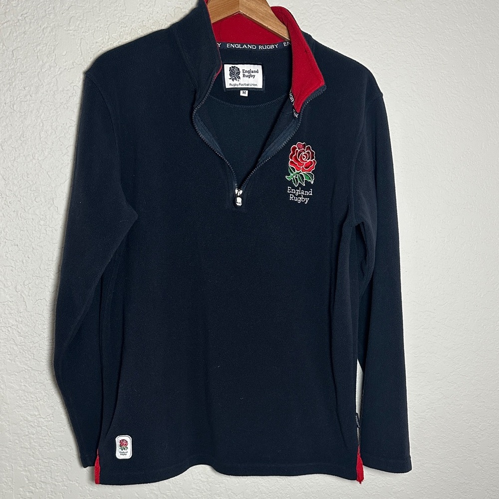 England Rugby Pullover Football Nation Embroidered Rose Logo Mens Medium Blue
